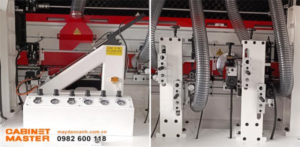 Cụm cắt đầu đuôi xén trên dưới máy dán cạnh laser
