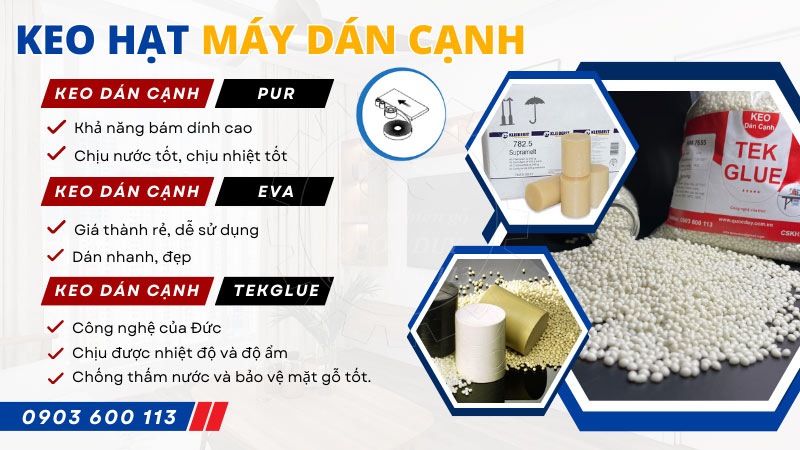 Các loại keo hạt máy dán cạnh gỗ công nghiệp 