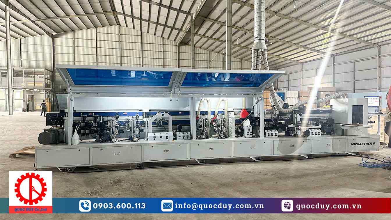 Máy dán cạnh full chức năng băng tải dây belt | Quốc Duy