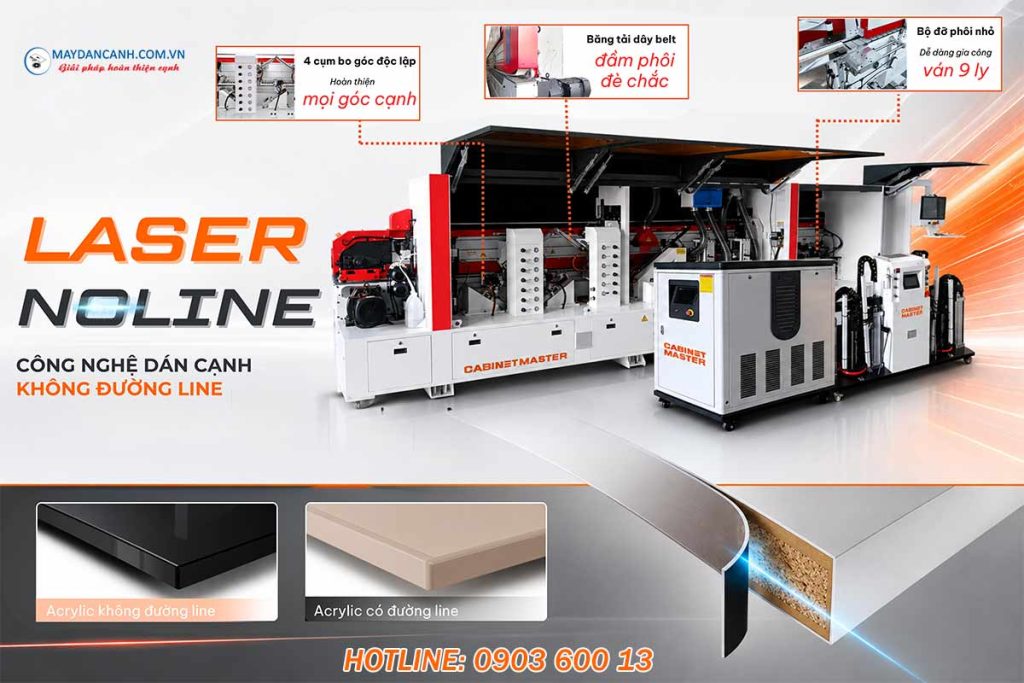 Máy dán cạnh laser dán không line | Quốc Duy