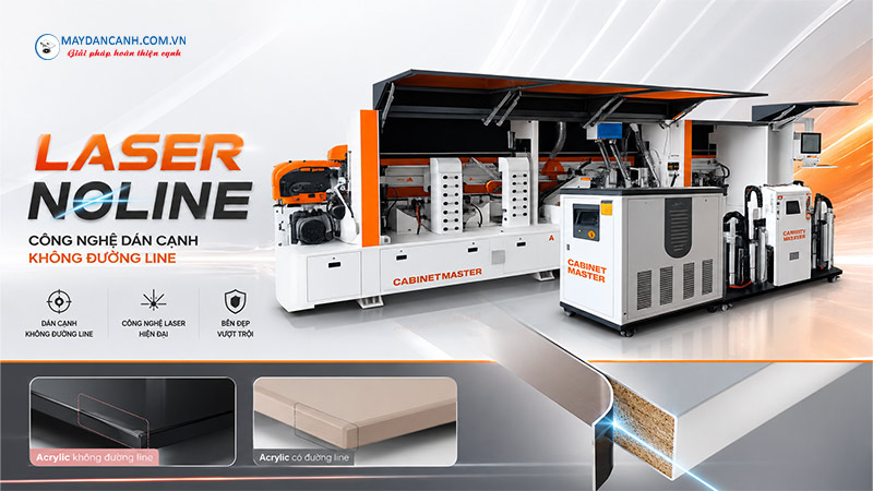 Máy dán cạnh laser không đường line | Quốc Duy