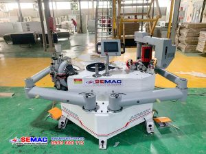 Máy dán cạnh cong tự động option 2 cánh tay đòn | SEMAC