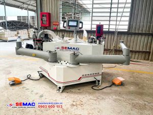 Máy dán cạnh cong tự động 2 cánh tay đòn | SEMAC